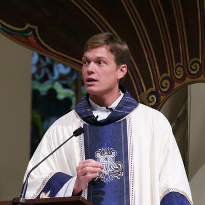 Priest with Blue Vestments