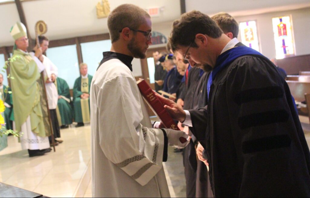 Faculty taking the Oath of Fidelity at Wyoming Catholic College