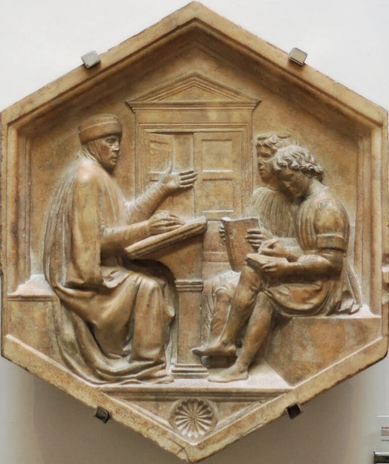 "The Grammarian;" Marble panel