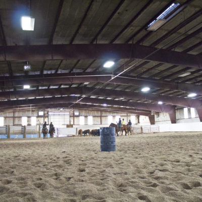 During the colder months, students horsemanship courses are held in the Lander Old Timer's Rodeo Arena (located 5 minutes from the student dormitories)