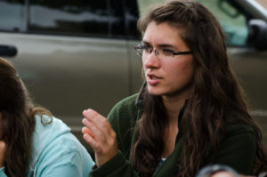 Student Talking outside