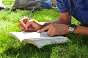 Studying on Grass With Jesus