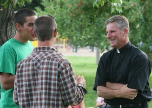 Fr. Bob Talking to Students