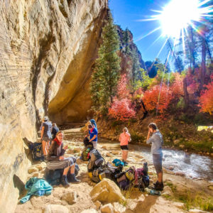 Rest at rock face